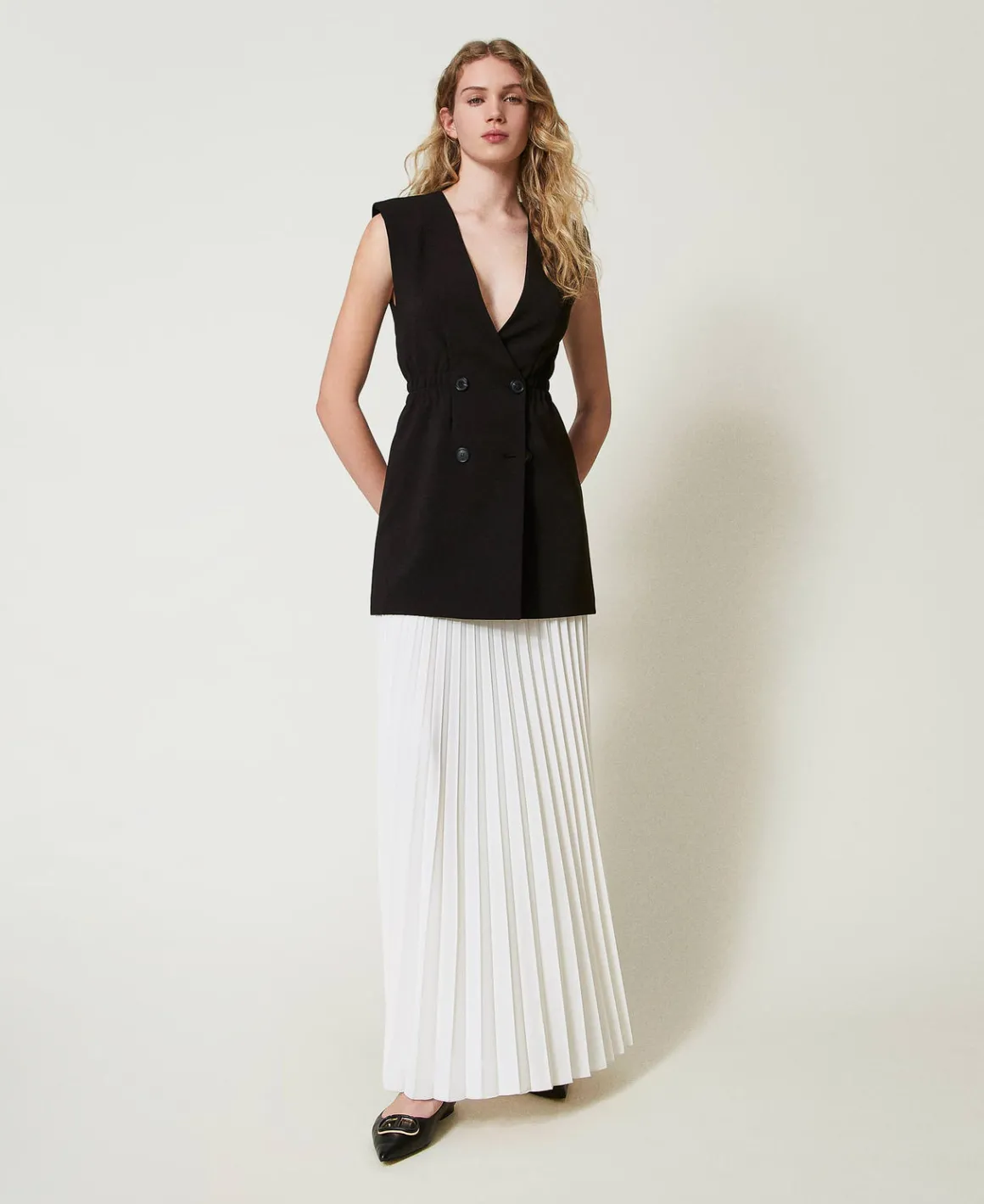 TWINSET Milano Gilet In Crêpe E Gonna Lunga Plissé | Vestiti Lunghi