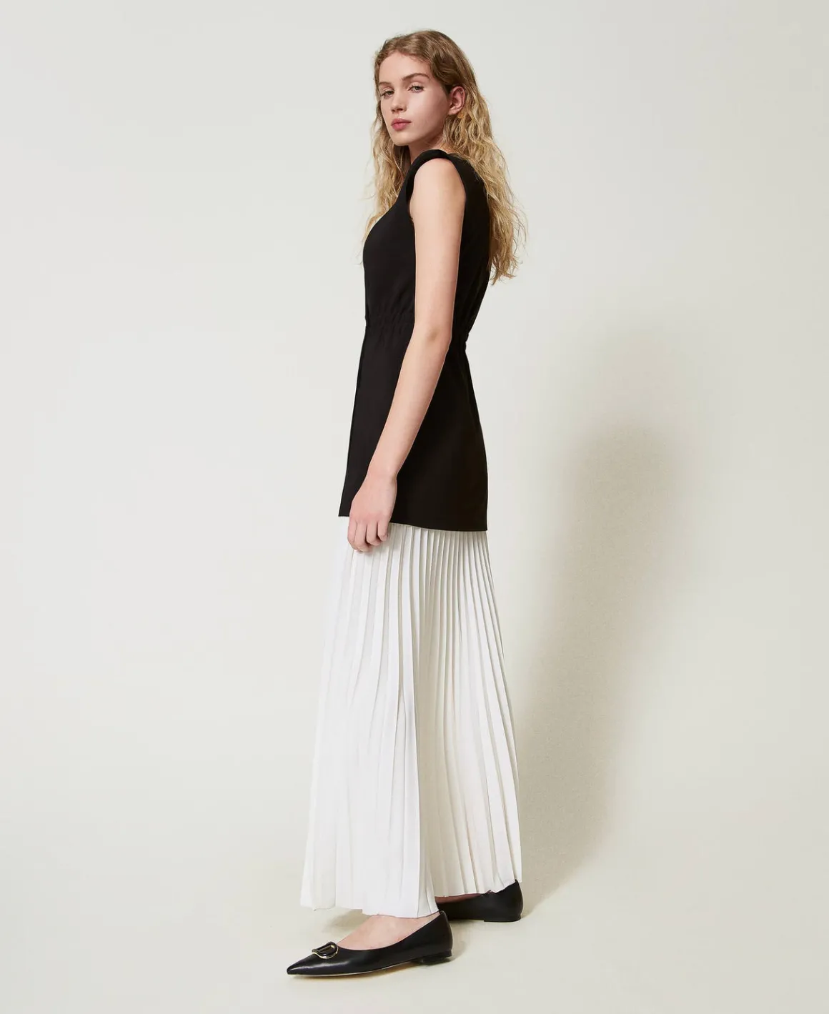 TWINSET Milano Gilet In Crêpe E Gonna Lunga Plissé | Vestiti Lunghi
