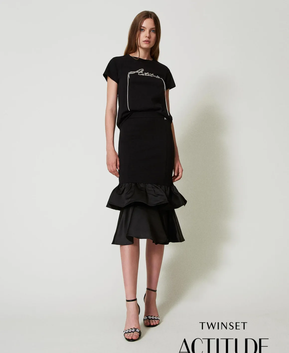 TWINSET Milano Gonna Longuette Con Balze In Raso | Gonne