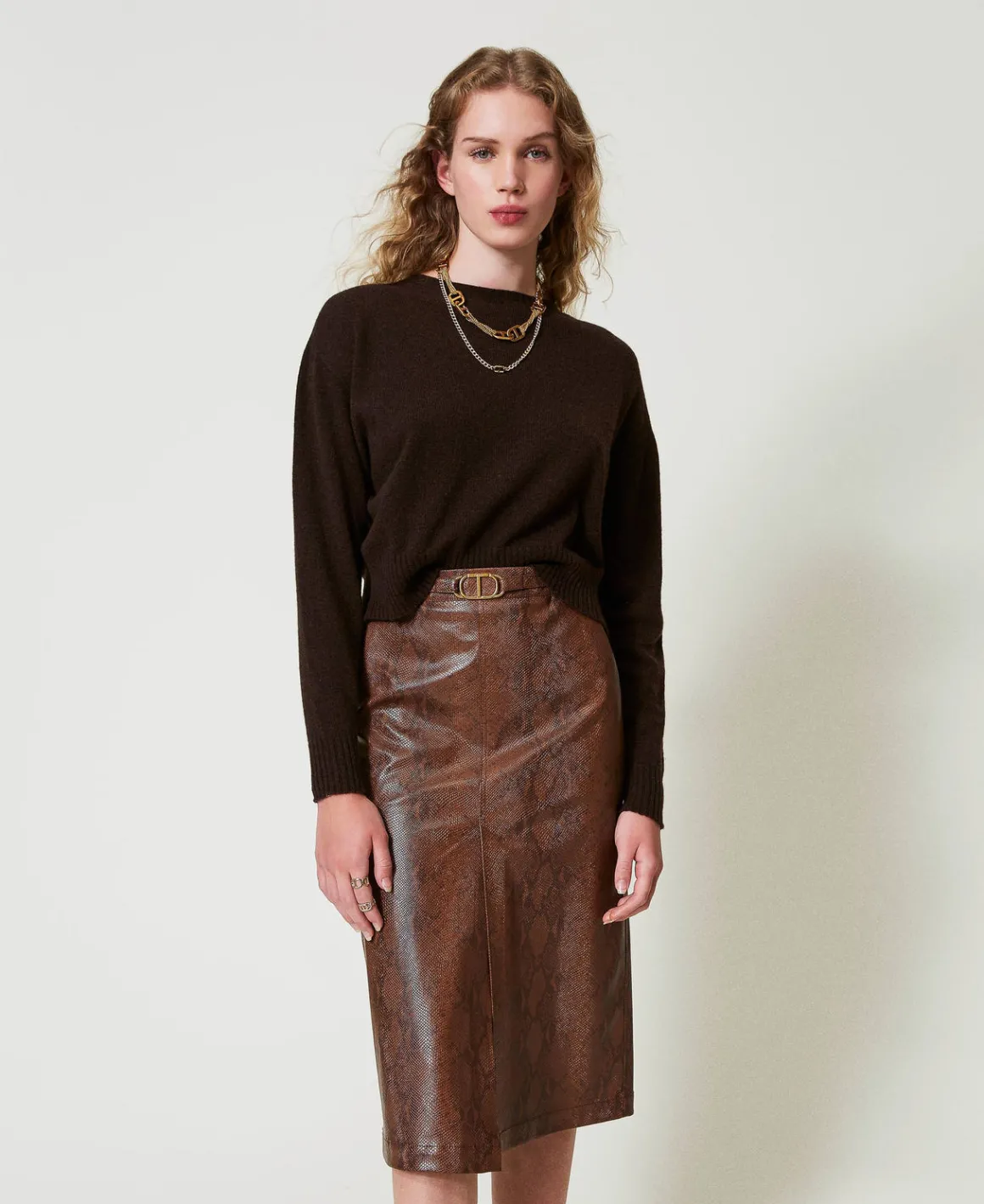 TWINSET Milano Gonna Longuette Effetto Pelle Lizard | Gonne