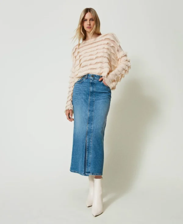 TWINSET Milano Gonna Longuette In Jeans Con Spacco | Gonne