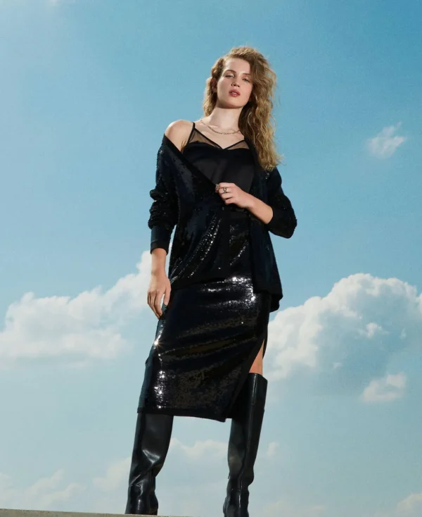 TWINSET Milano Gonna Longuette In Maglia Full Paillettes | Gonne