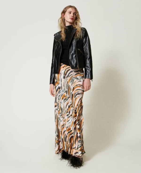 TWINSET Milano Gonna Lunga In Raso Animalier | Gonne
