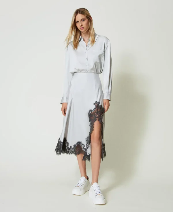 TWINSET Milano Gonna Lunga In Raso E Pizzo | Gonne