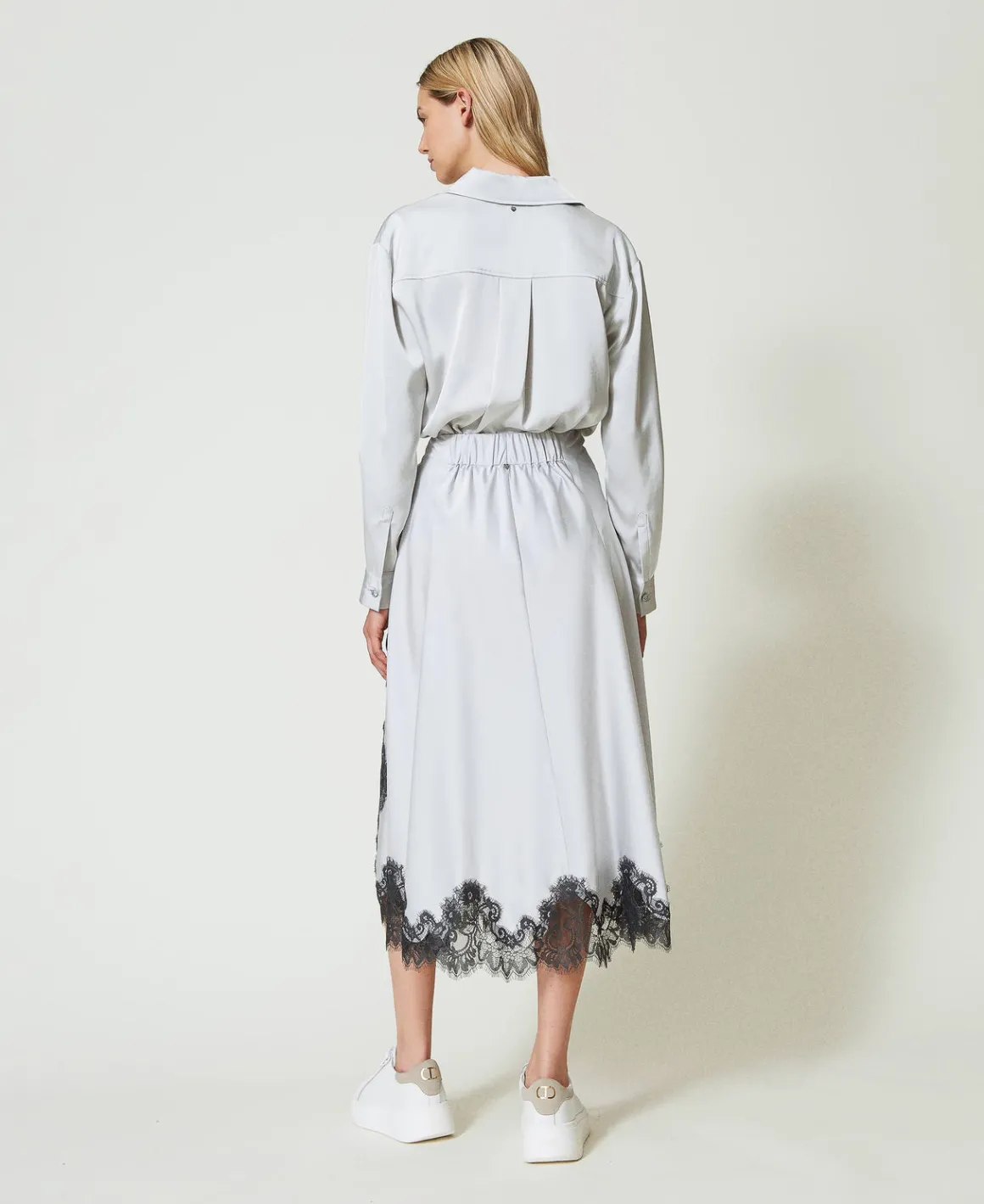 TWINSET Milano Gonna Lunga In Raso E Pizzo | Gonne