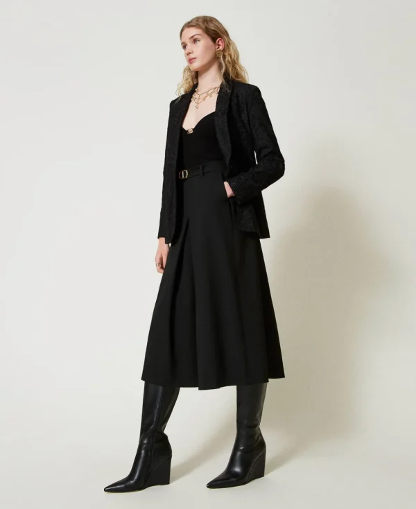 TWINSET Milano Gonna Pantalone In Misto Lana Con Cintura | Pantaloni Eleganti | Pantaloni Ampi E A Palazzo