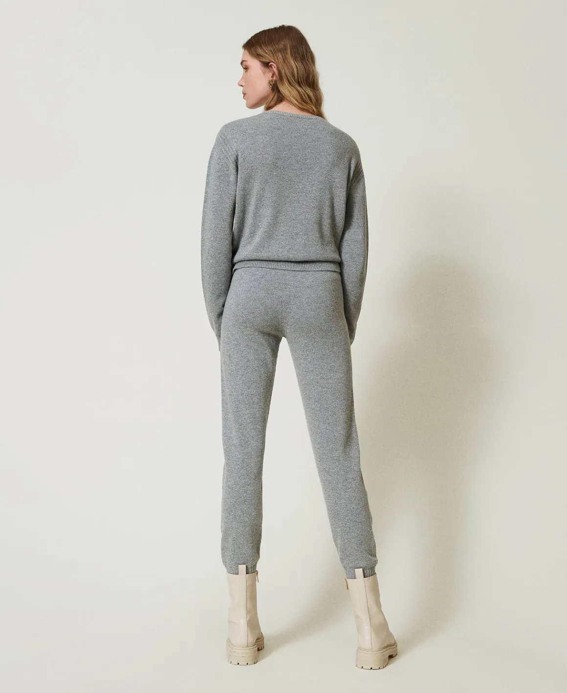 TWINSET Milano Joggers In Maglia Misto Lana Con Logo Ricamato | Pantaloni Jogging