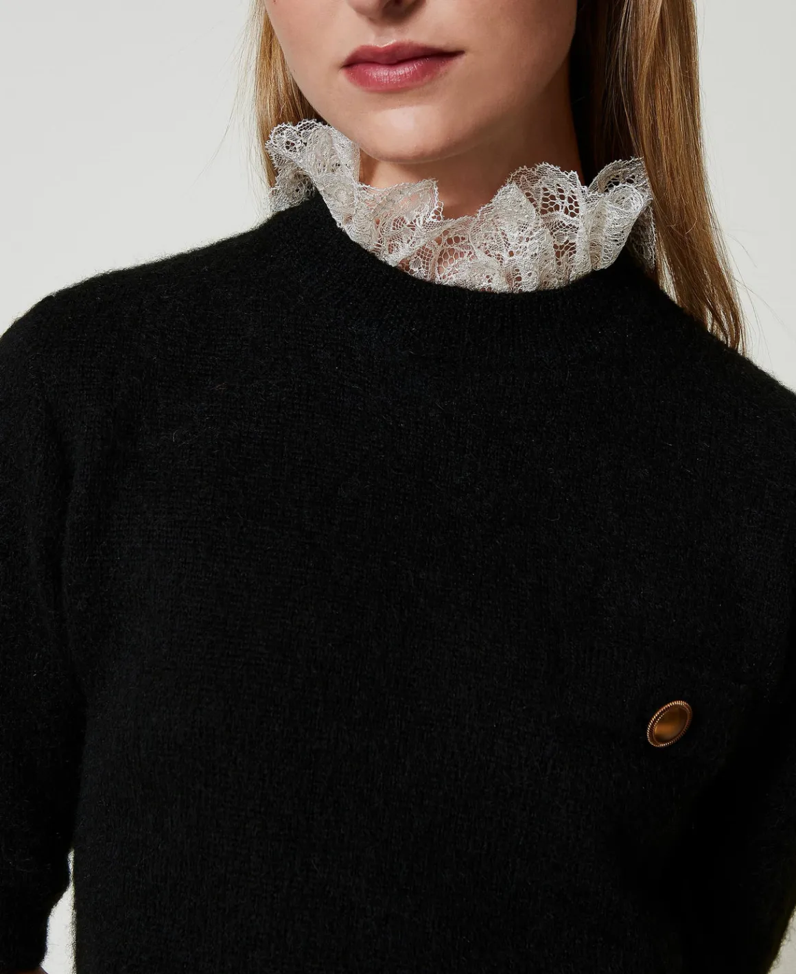 TWINSET Milano Maglia 'Charlotte' In Misto Mohair Con Pizzo | Maglie E Cardigan