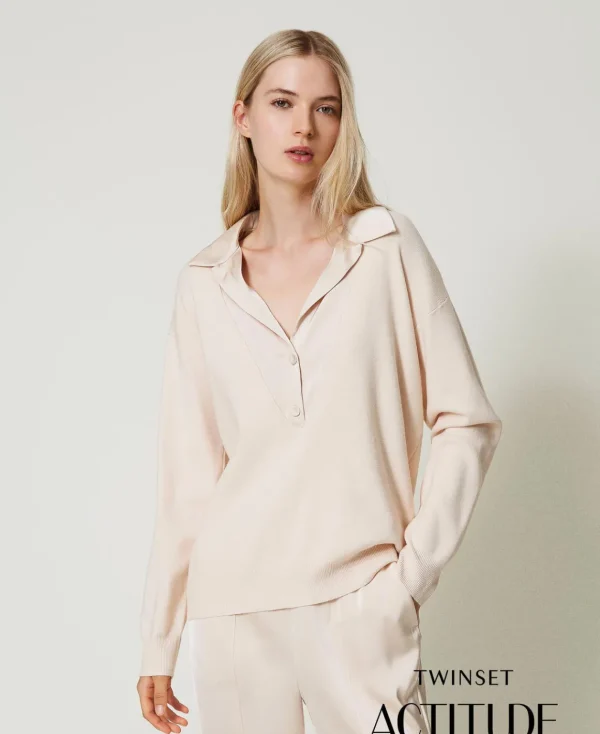 TWINSET Milano Maglia Con Colletto In Raso | Maglie E Cardigan