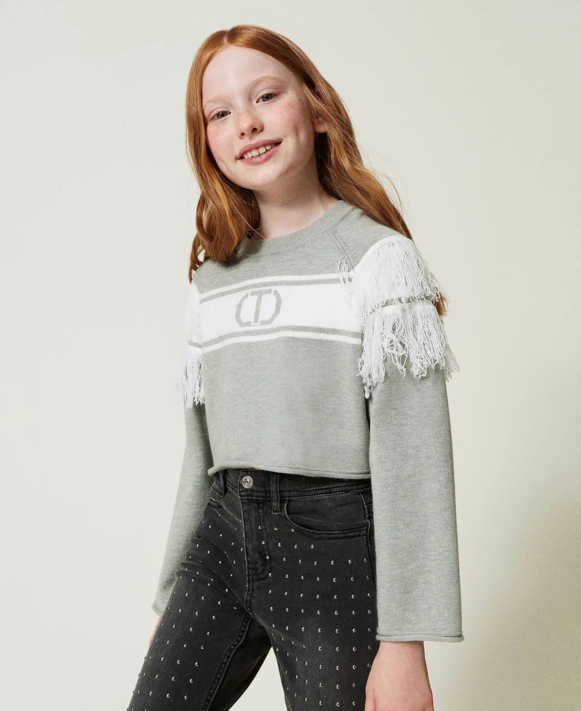TWINSET Milano Maglia Con Oval T Jacquard E Frange | Maglie E Cardigan
