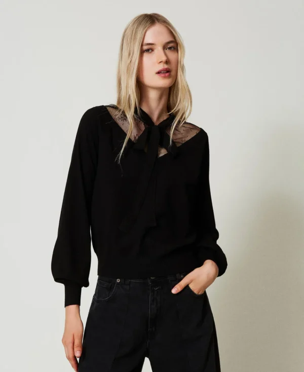 TWINSET Milano Maglia Con Pizzo E Fiocco | Maglie E Cardigan