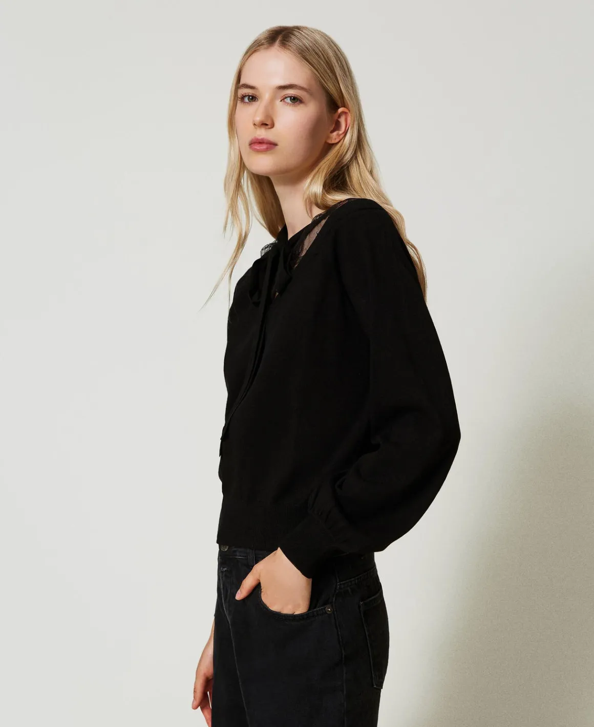 TWINSET Milano Maglia Con Pizzo E Fiocco | Maglie E Cardigan