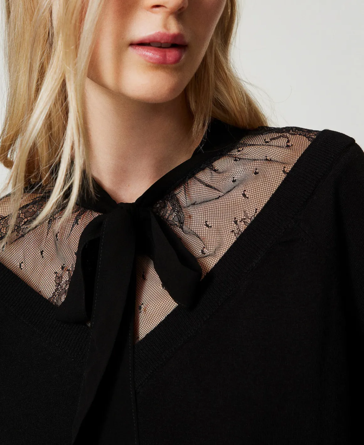 TWINSET Milano Maglia Con Pizzo E Fiocco | Maglie E Cardigan