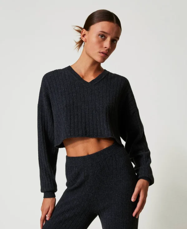 TWINSET Milano Maglia Cropped In Misto Lana | Maglie E Cardigan