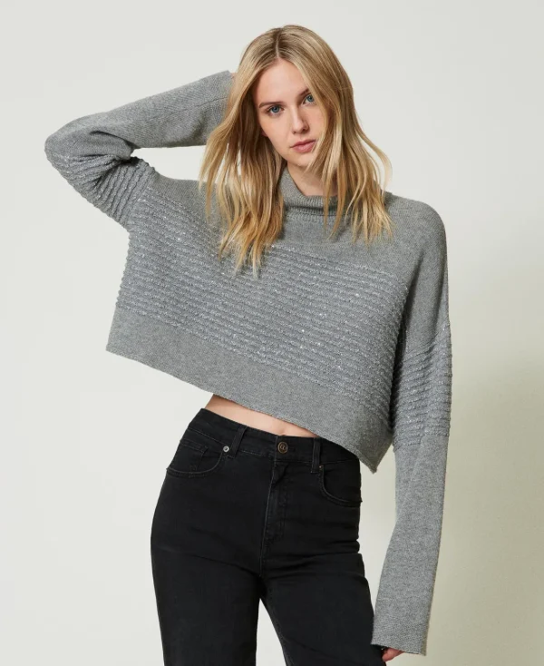 TWINSET Milano Maglia Dolcevita In Misto Lana Con Paillettes | Maglie E Cardigan