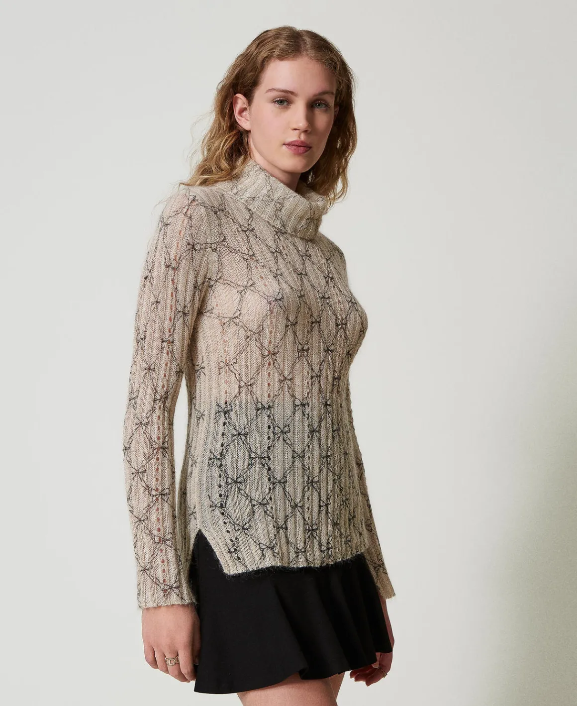TWINSET Milano Maglia Dolcevita In Misto Mohair Stampato | Maglie E Cardigan