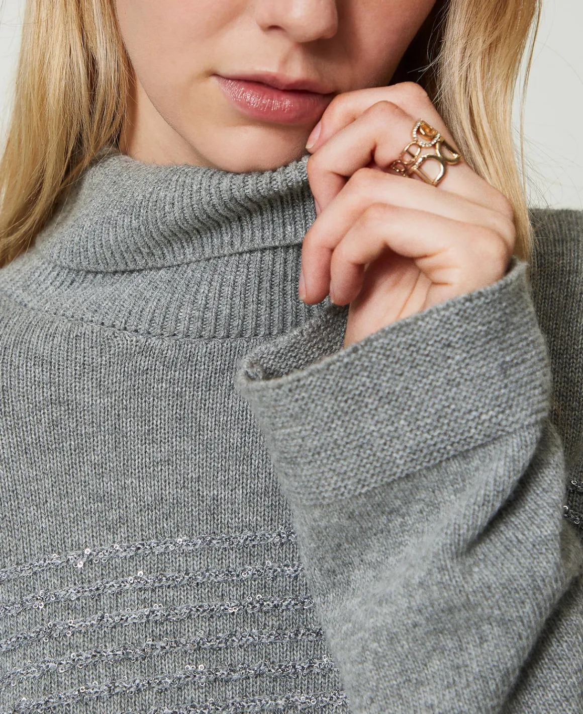 TWINSET Milano Maglia Dolcevita In Misto Lana Con Paillettes | Maglie E Cardigan