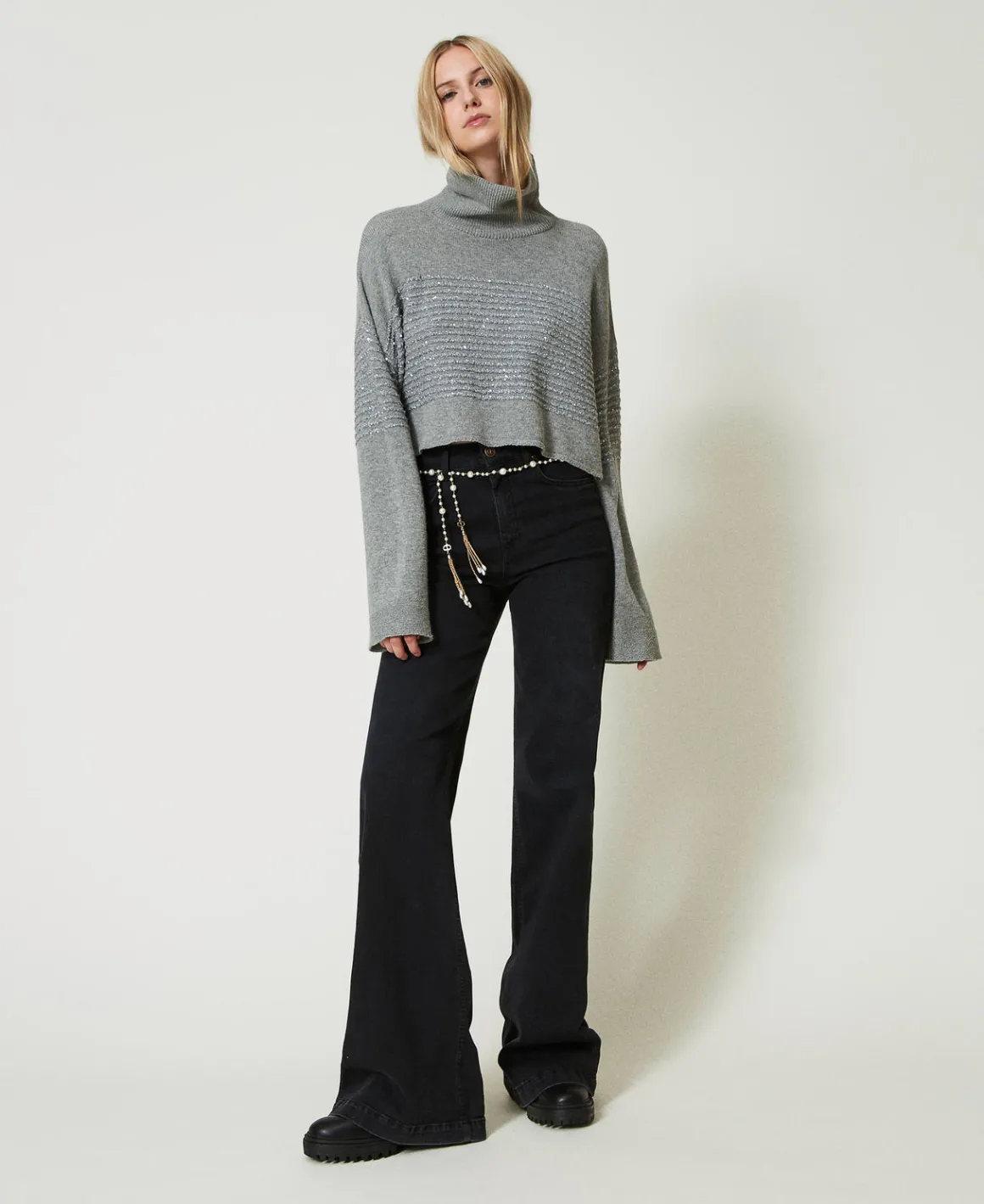 TWINSET Milano Maglia Dolcevita In Misto Lana Con Paillettes | Maglie E Cardigan