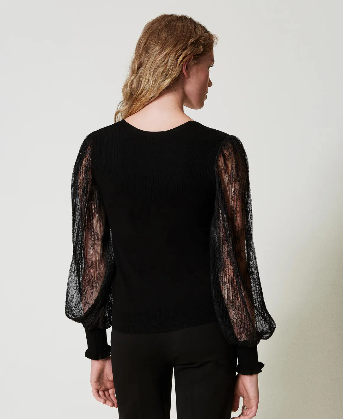TWINSET Milano Maglia Doppio Uso Con Maniche In Pizzo | Maglie E Cardigan