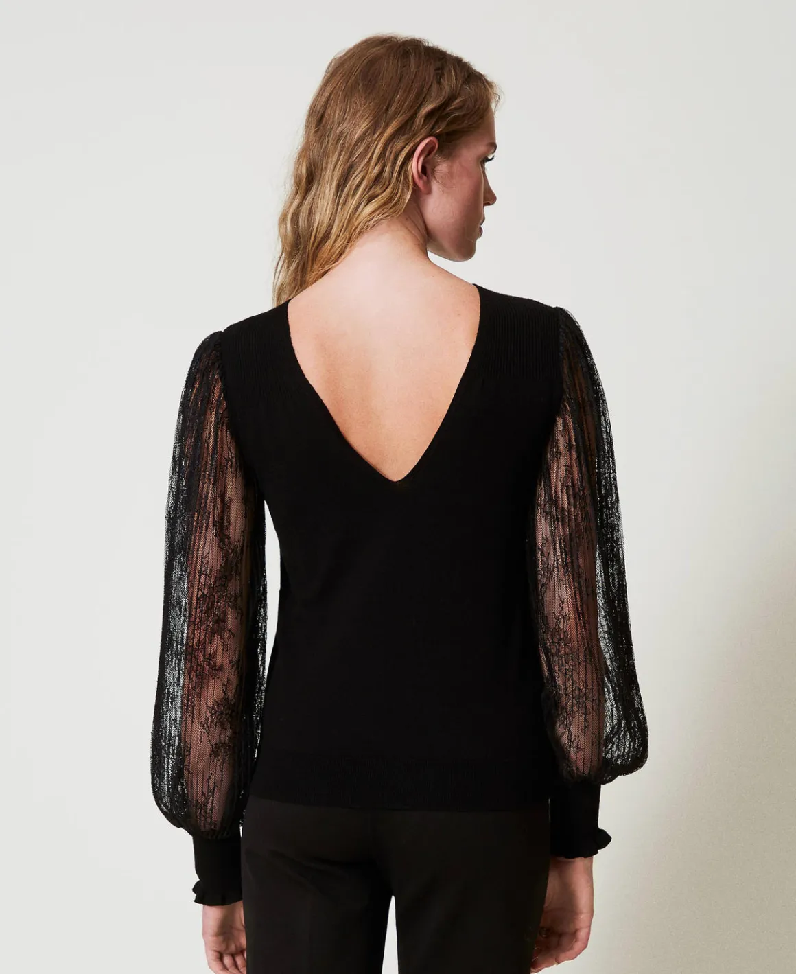 TWINSET Milano Maglia Doppio Uso Con Maniche In Pizzo | Maglie E Cardigan