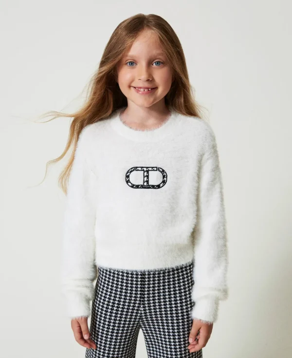 TWINSET Milano Maglia Effetto Pelliccia Con Logo Oval T | Maglie E Cardigan