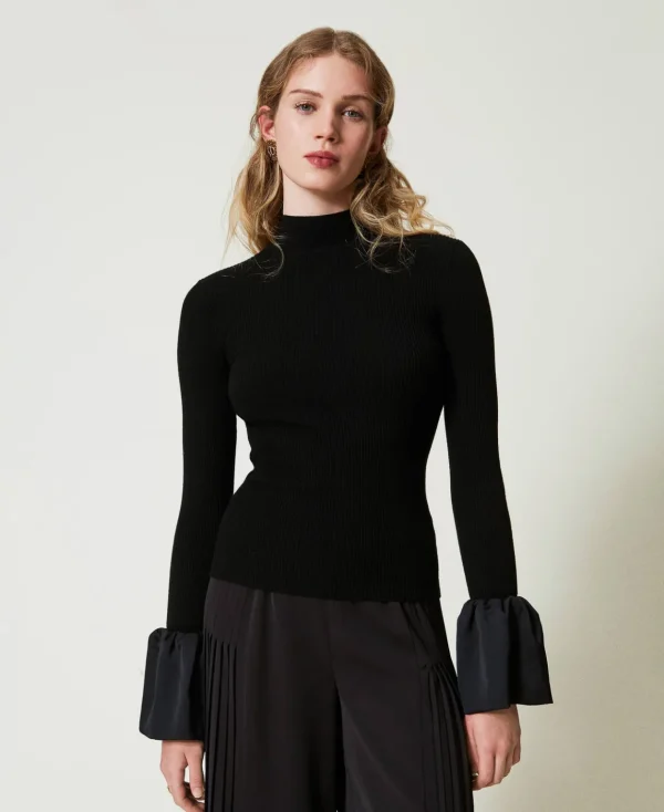 TWINSET Milano Maglia Fitted Con Volant In Satin | Maglie E Cardigan