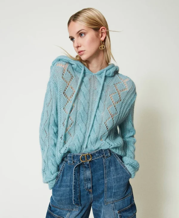 TWINSET Milano Maglia In Lana E Mohair Con Cappuccio | Maglie E Cardigan