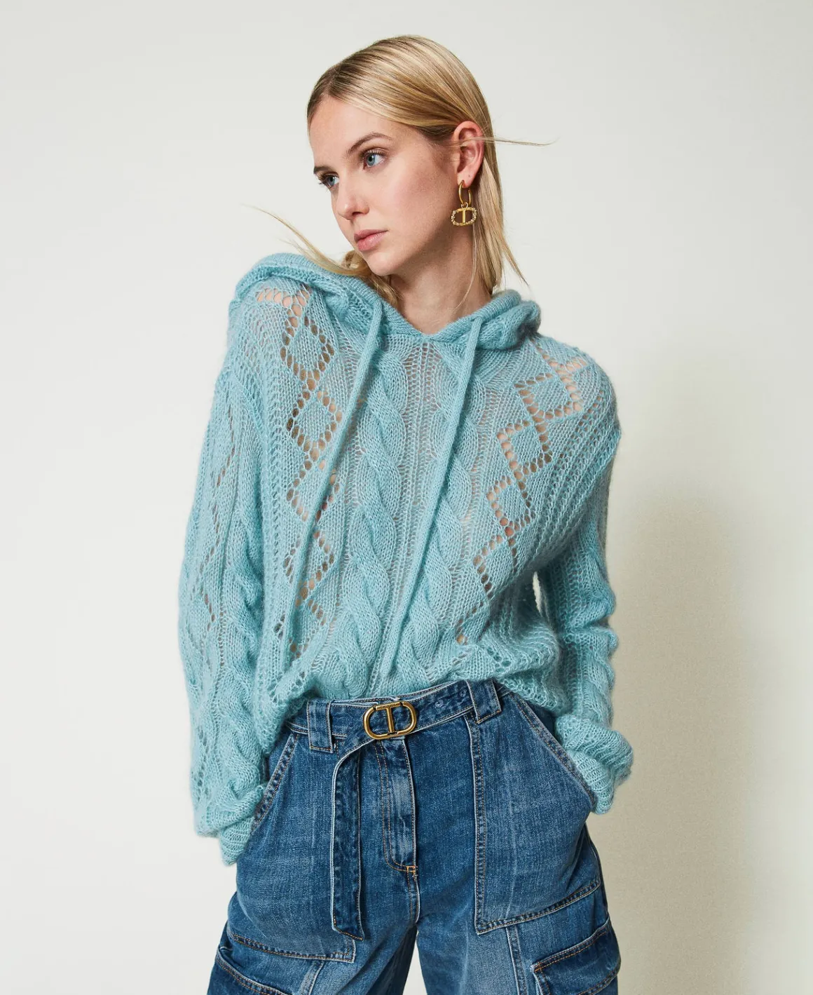 TWINSET Milano Maglia In Lana E Mohair Con Cappuccio | Maglie E Cardigan