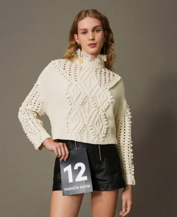 TWINSET Milano Maglia In Misto Lana Con Mix Di Punti | Maglie E Cardigan