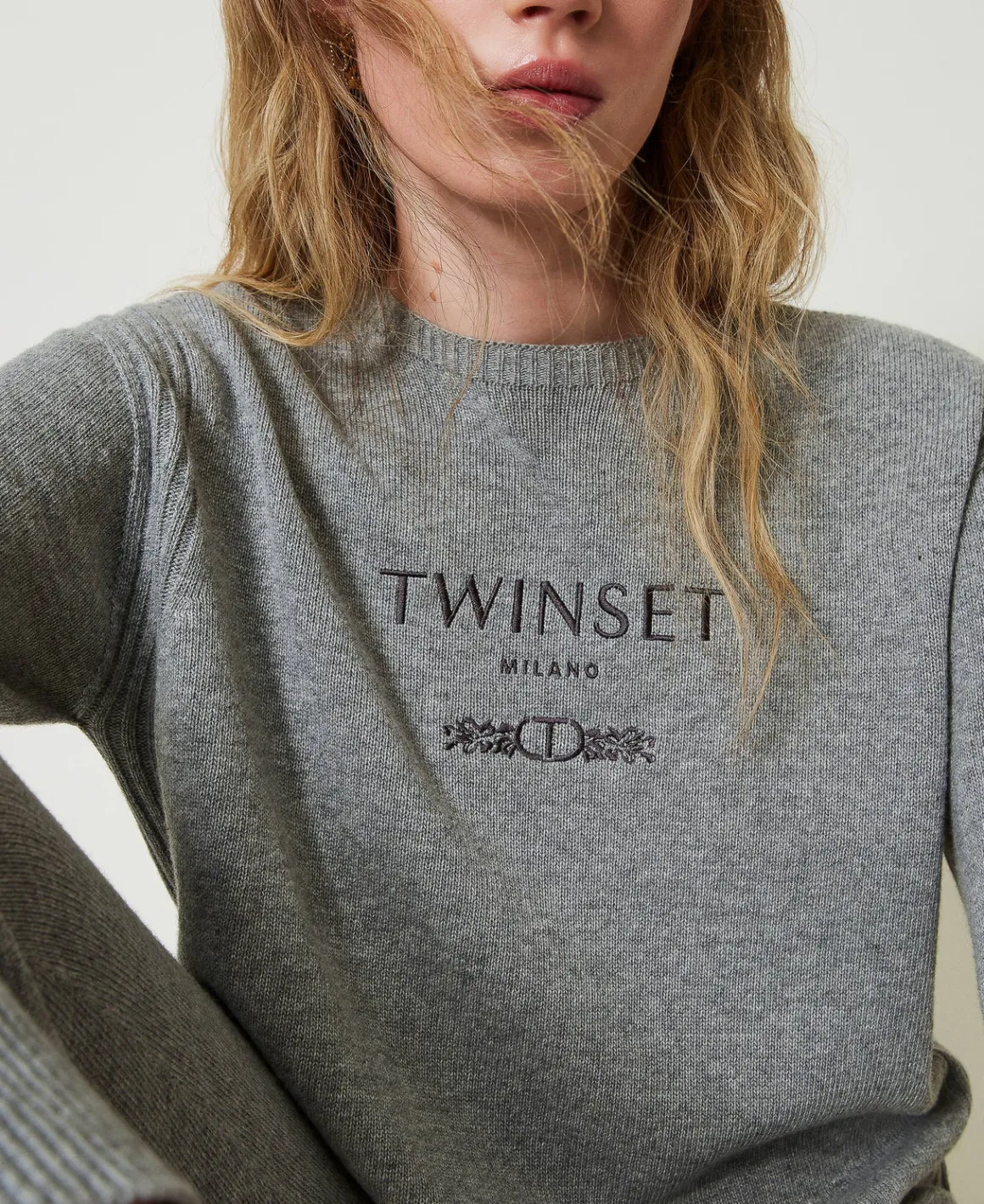 TWINSET Milano Maglia In Misto Lana Con Logo Ricamato | Maglie E Cardigan