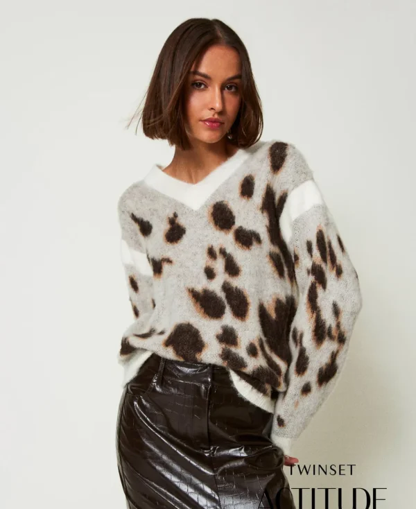 TWINSET Milano Maglia Jacquard Animalier In Misto Lana | Maglie E Cardigan