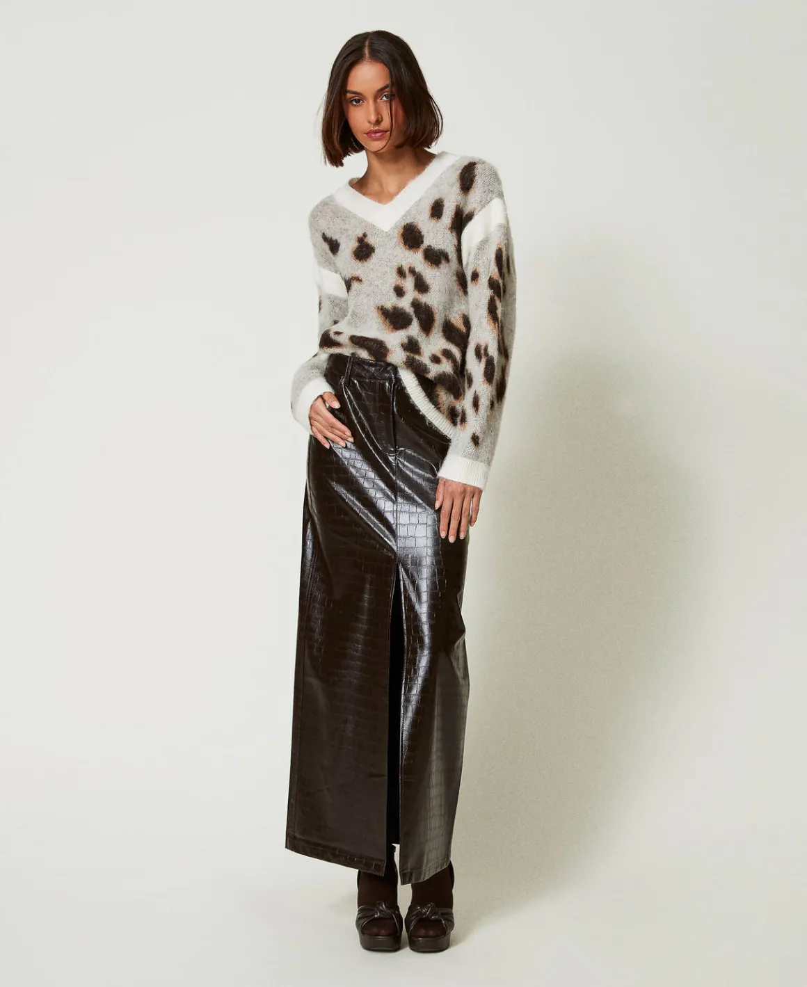 TWINSET Milano Maglia Jacquard Animalier In Misto Lana | Maglie E Cardigan