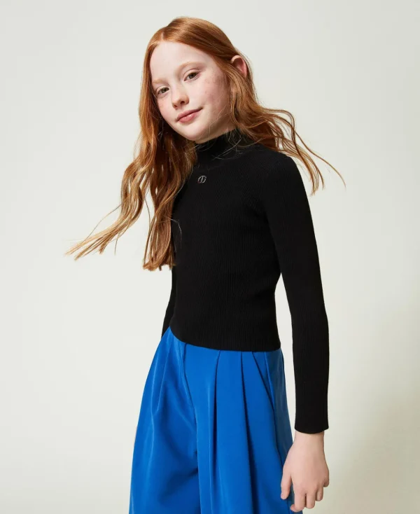 TWINSET Milano Maglia Lupetto A Costine Con Logo | Maglie E Cardigan