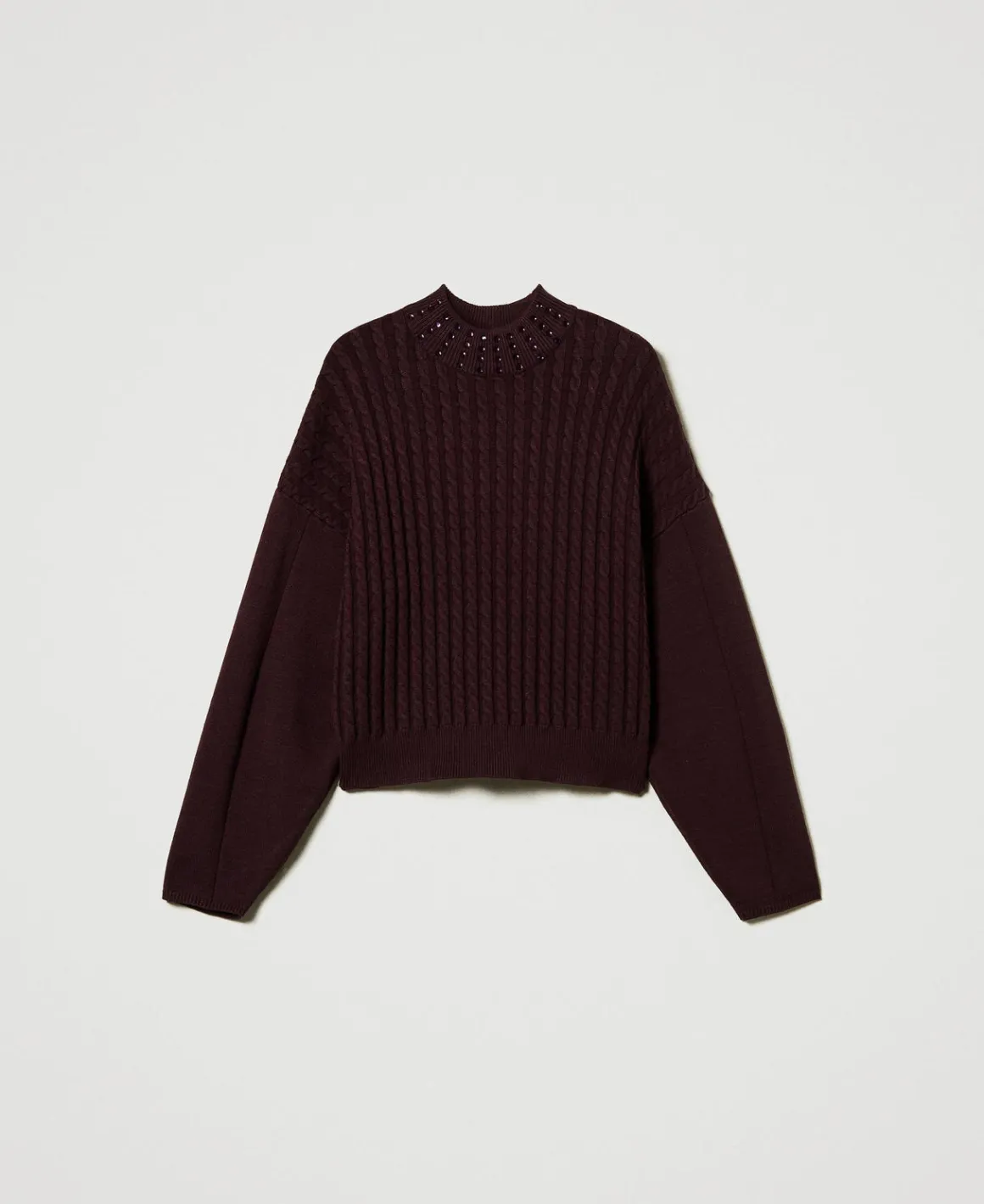 TWINSET Milano Maglia Lupetto A Trecce Con Strass | Maglie E Cardigan