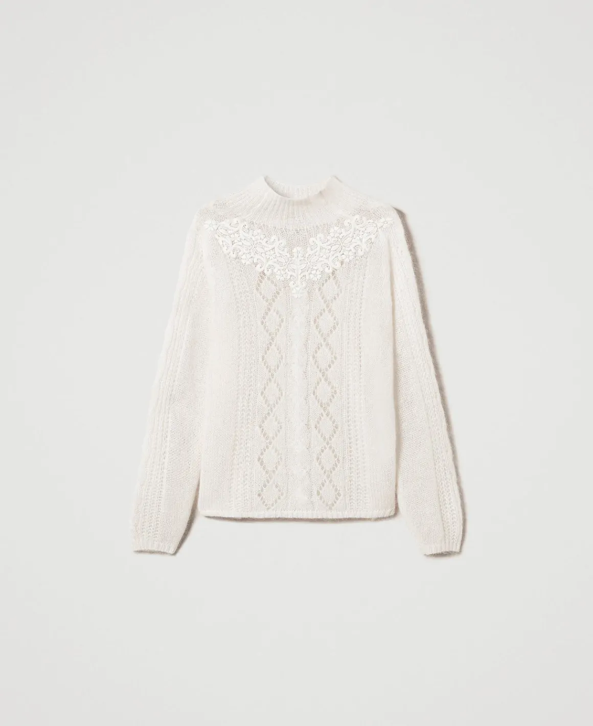 TWINSET Milano Maglia Lupetto In Lana E Mohair Con Pizzo | Maglie E Cardigan