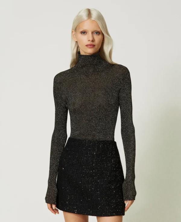 TWINSET Milano Maglia Lupetto In Lurex A Coste | Maglie E Cardigan