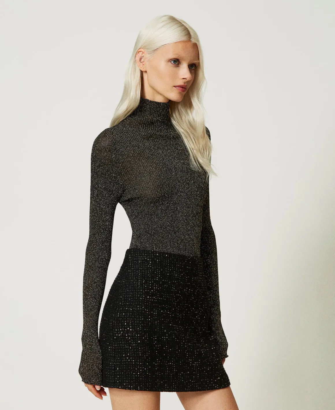 TWINSET Milano Maglia Lupetto In Lurex A Coste | Maglie E Cardigan
