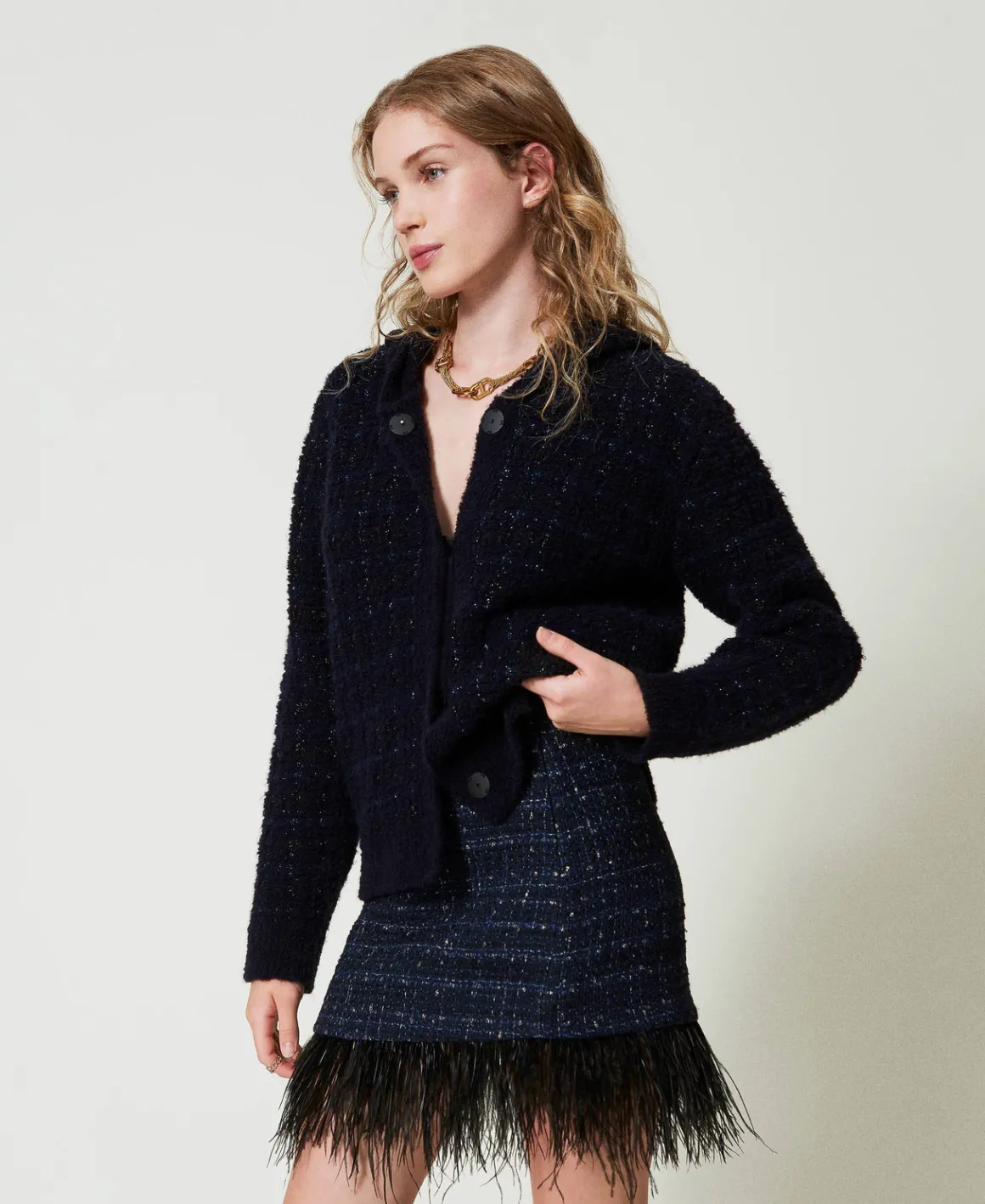 TWINSET Milano Minigonna Bouclé Con Piume | Gonne