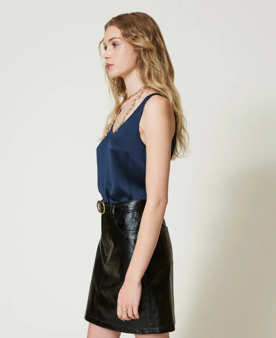 TWINSET Milano Minigonna Effetto Pelle Con Cintura | Gonne