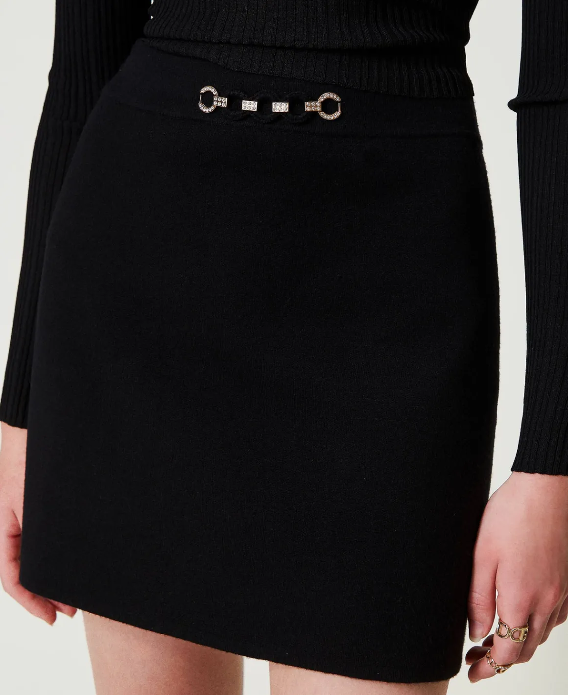 TWINSET Milano Minigonna In Maglia Con Applicazione Bijoux | Gonne