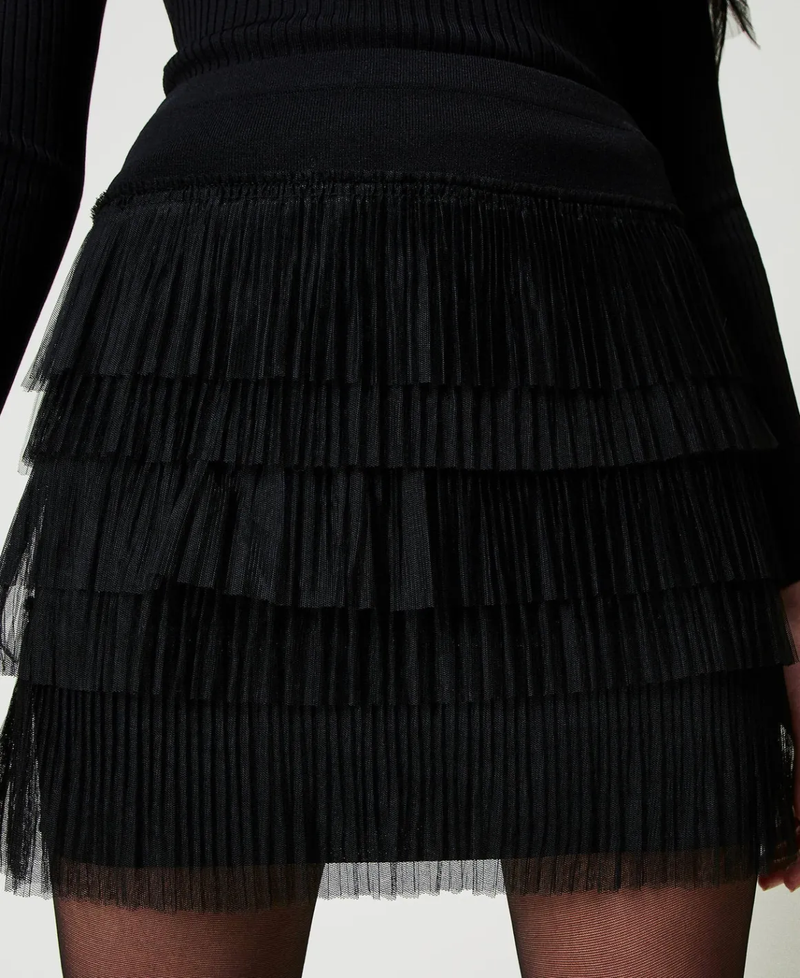 TWINSET Milano Minigonna In Maglia Con Balze In Tulle | Gonne