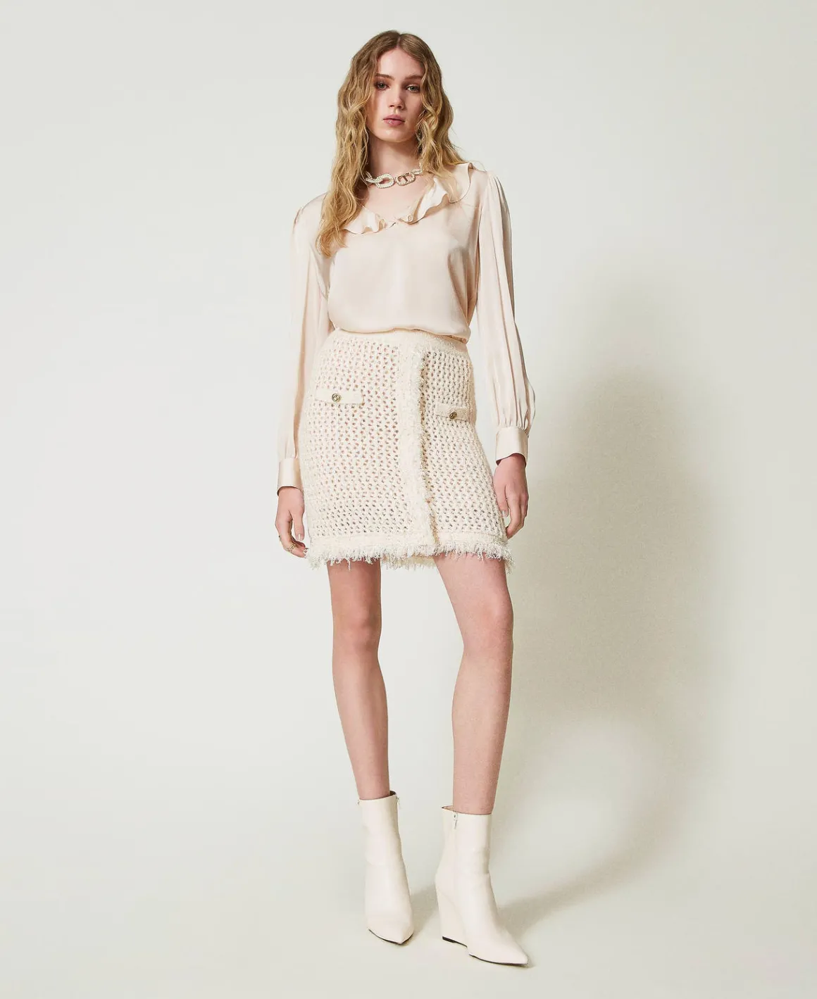 TWINSET Milano Minigonna In Maglia Jacquard A Rete | Gonne