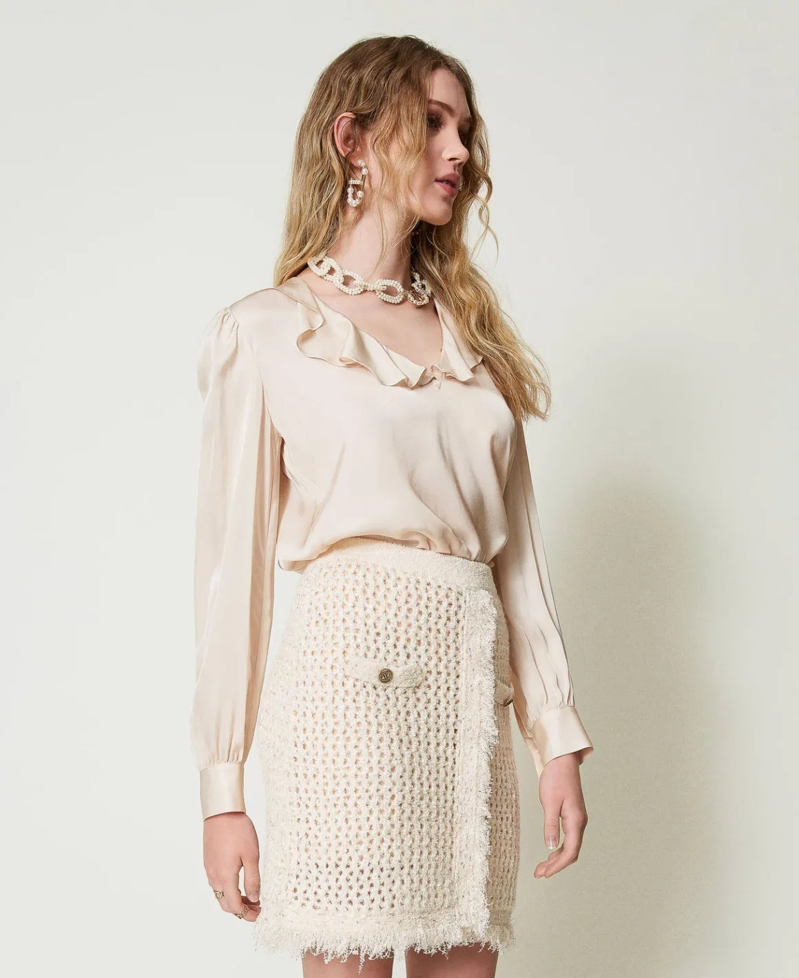 TWINSET Milano Minigonna In Maglia Jacquard A Rete | Gonne