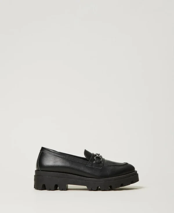 TWINSET Milano Mocassini In Pelle Con Oval T | Scarpe