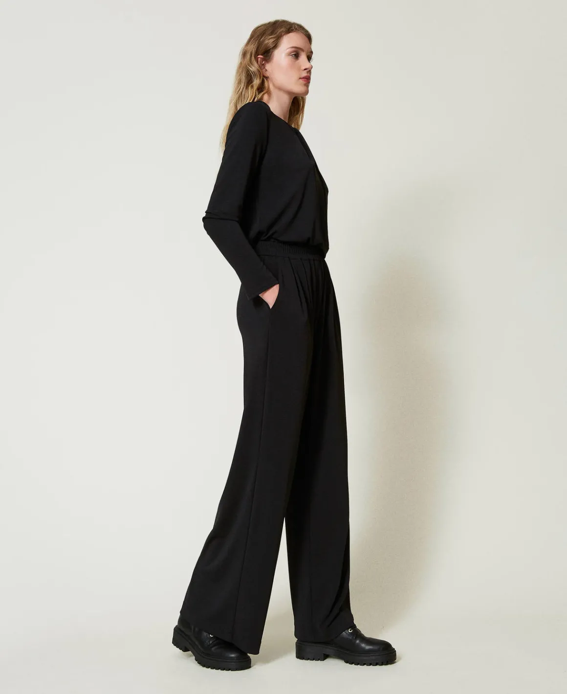 TWINSET Milano Pantaloni A Palazzo In Jersey Crêpe | Pantaloni Ampi E A Palazzo