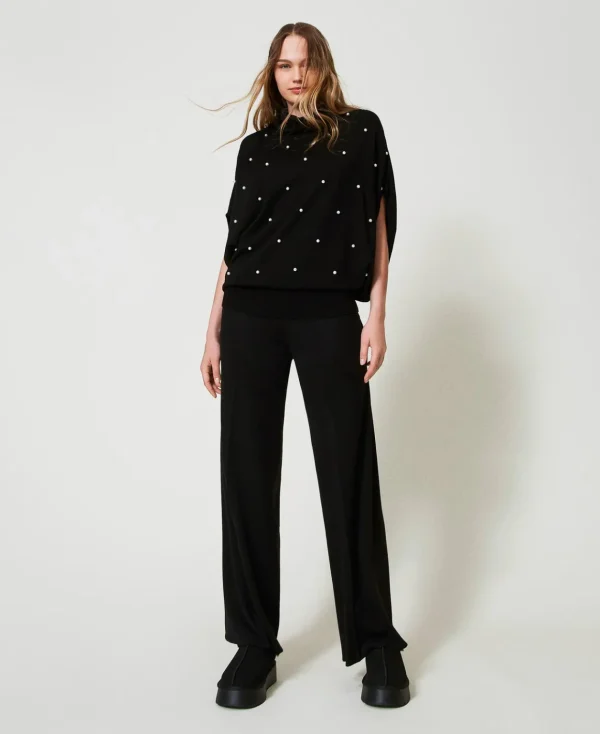 TWINSET Milano Pantaloni A Palazzo In Misto Lana | Pantaloni Ampi E A Palazzo