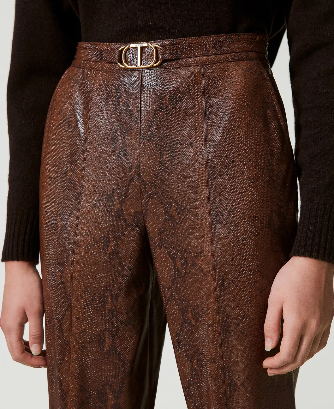 TWINSET Milano Pantaloni A Sigaretta Effetto Pelle Lizard | Pantaloni Dritti E A Sigaretta