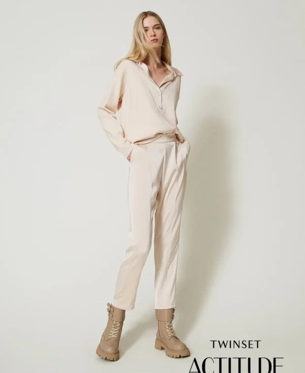 TWINSET Milano Pantaloni A Sigaretta In Raso | Pantaloni Dritti E A Sigaretta