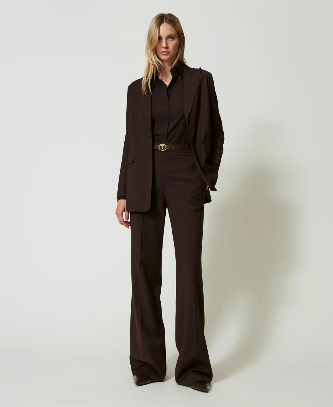 TWINSET Milano Pantaloni A Vita Alta In Lana Stretch | Pantaloni Eleganti | Pantaloni Dritti E A Sigaretta