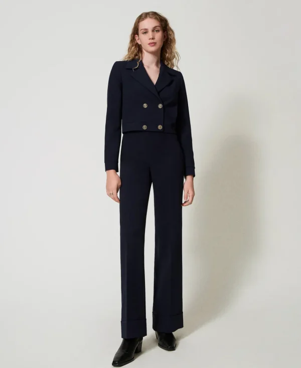 TWINSET Milano Pantaloni A Vita Alta In Cady Crêpe | Pantaloni Eleganti | Pantaloni Dritti E A Sigaretta